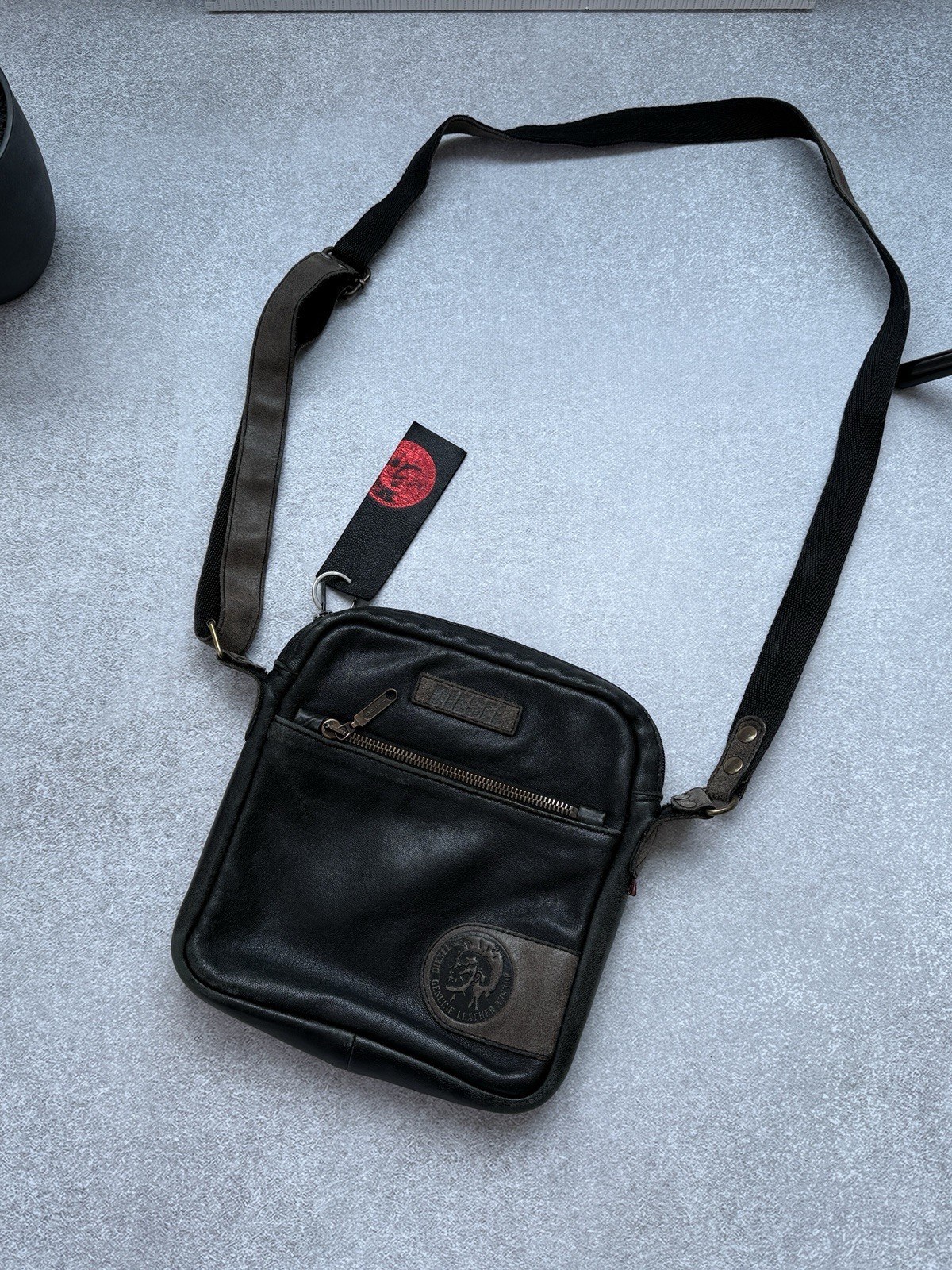 Vintage Diesel Reversible Messenger Bag Leather Black Men’s Shoulders Bag