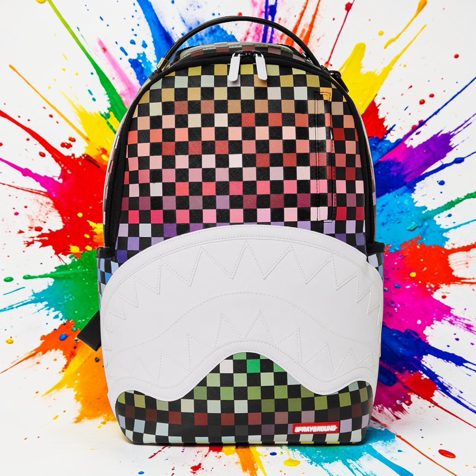 SPRAYGROUND SHARKS IN PARIS THE GRIDBACKPACK (DLXV) MULTICOLOR CHECKERS RAINBOW