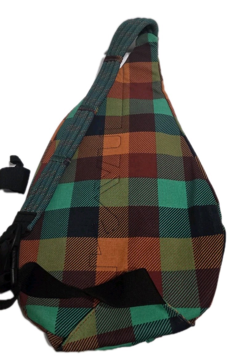 Kavu Multicolor Checked Sling Bag Crossbody Adjustable Strap Pockets NWOT