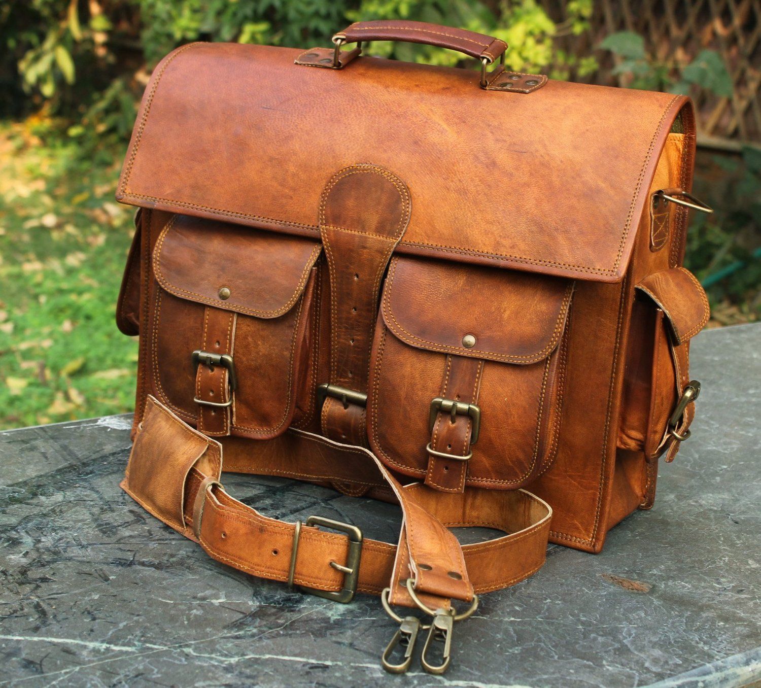 New leather briefcase work bag shoulder bag UNI BAG Messenger TASCHE
