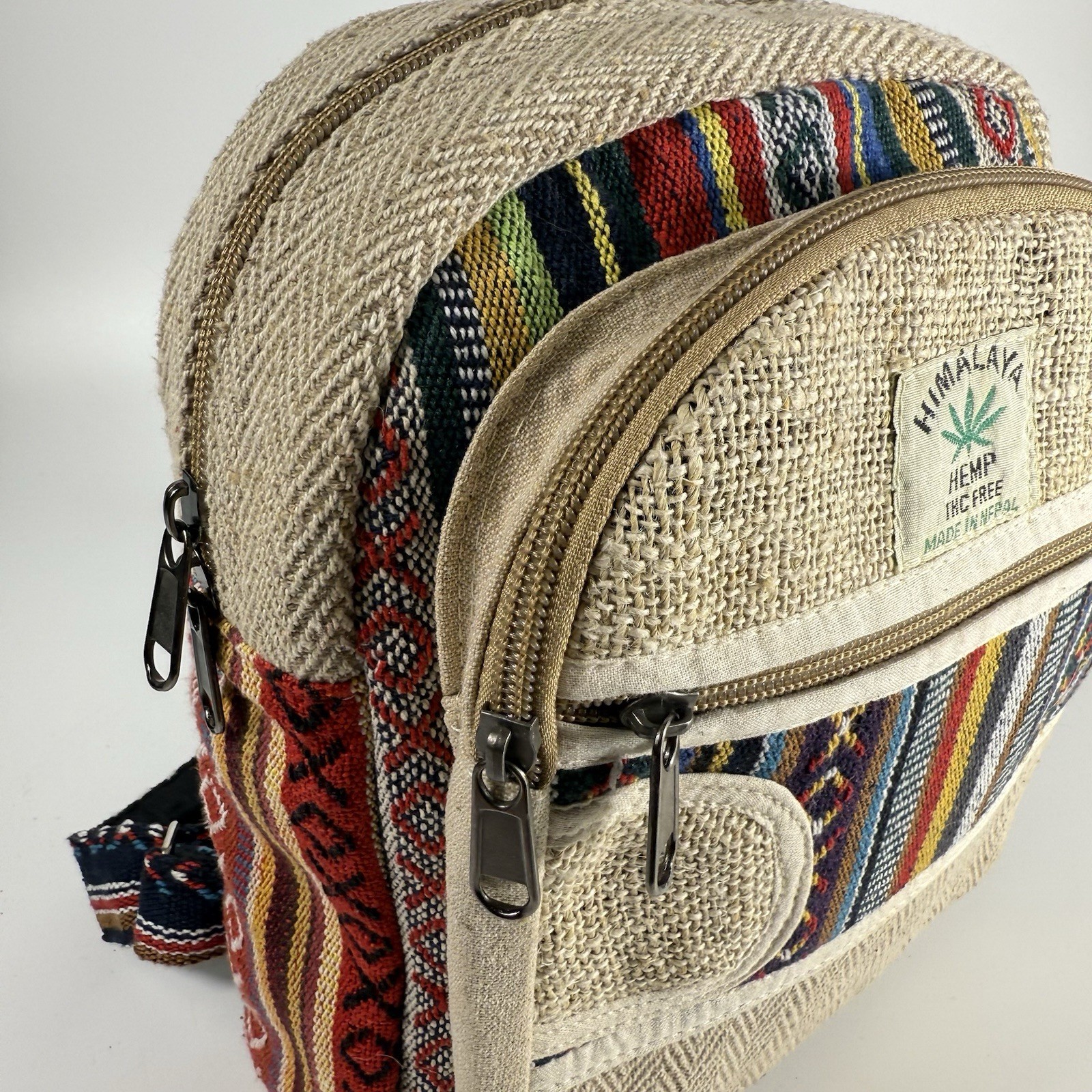 Himalayan Hemp THC Free Multi Color Small Handmade Backpack