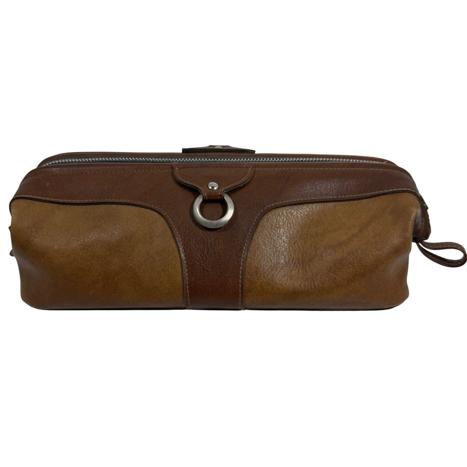 Vintage Rolfs Leather Dopp Kit Toiletry Travel Bag Brown Zip Shave Case FLAWS