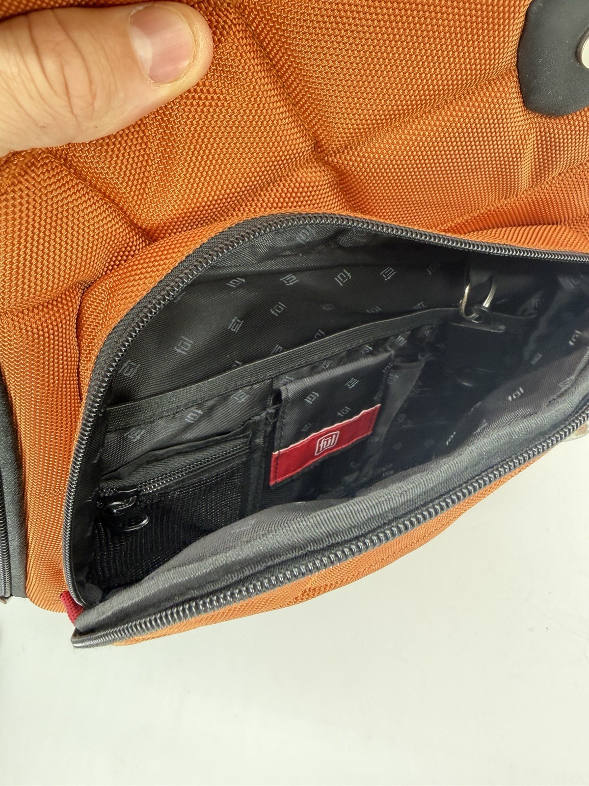 Ful Sling Backpack Orange Laptop Bag Travel Crossbody Day Backpack Audio Port