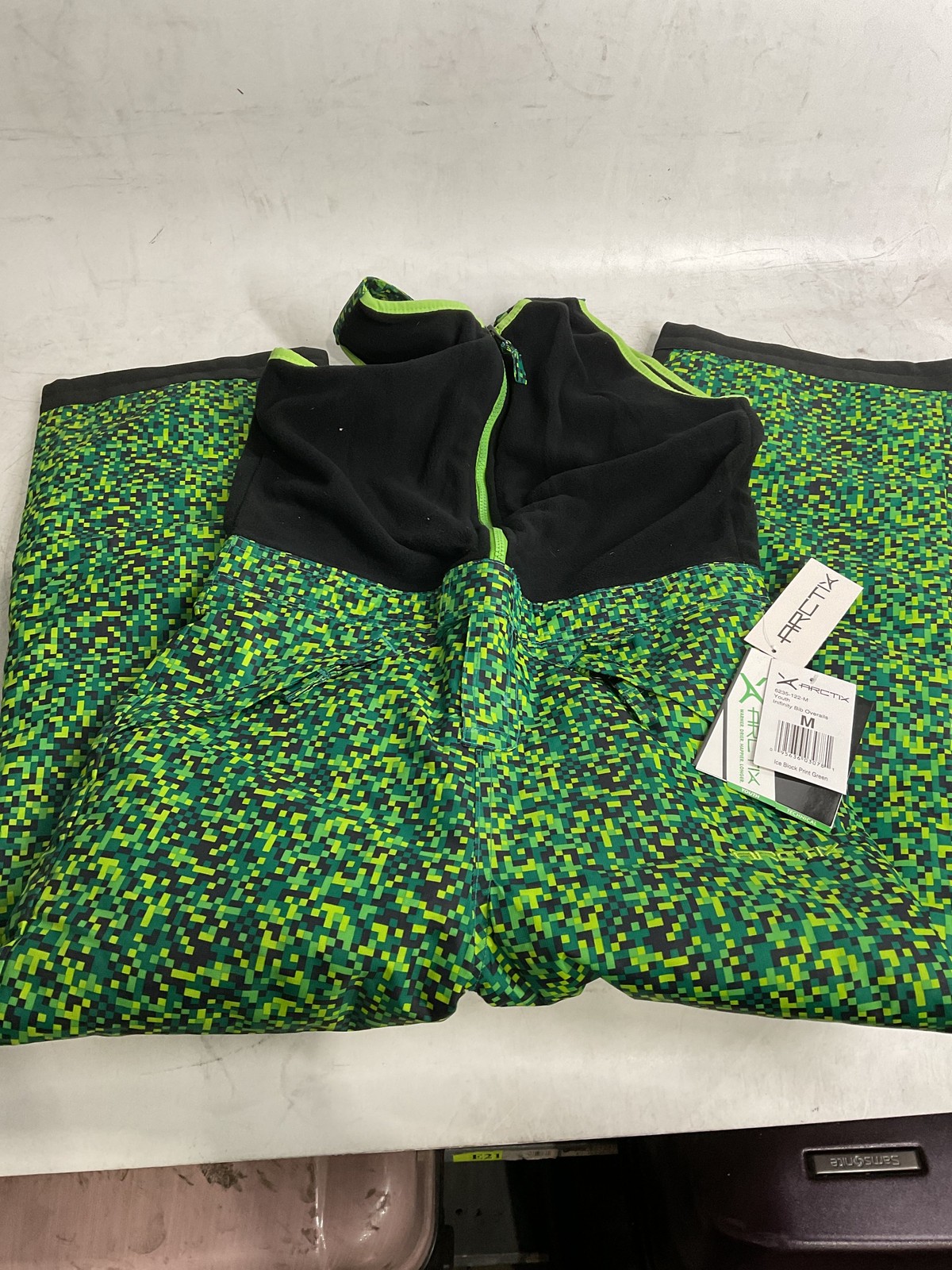 Arctix Kids Infinity Bib Overalls Ice Block Print Green Medium U1