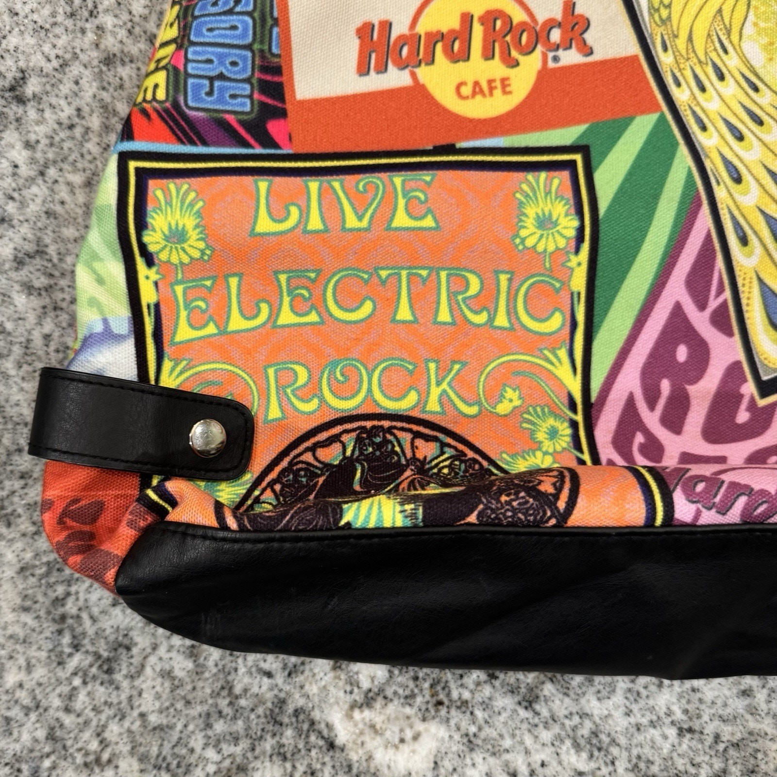 Hard Rock Cafe Concert Poster Graphic Messenger Tote Bag Purse Retro Boho *READ