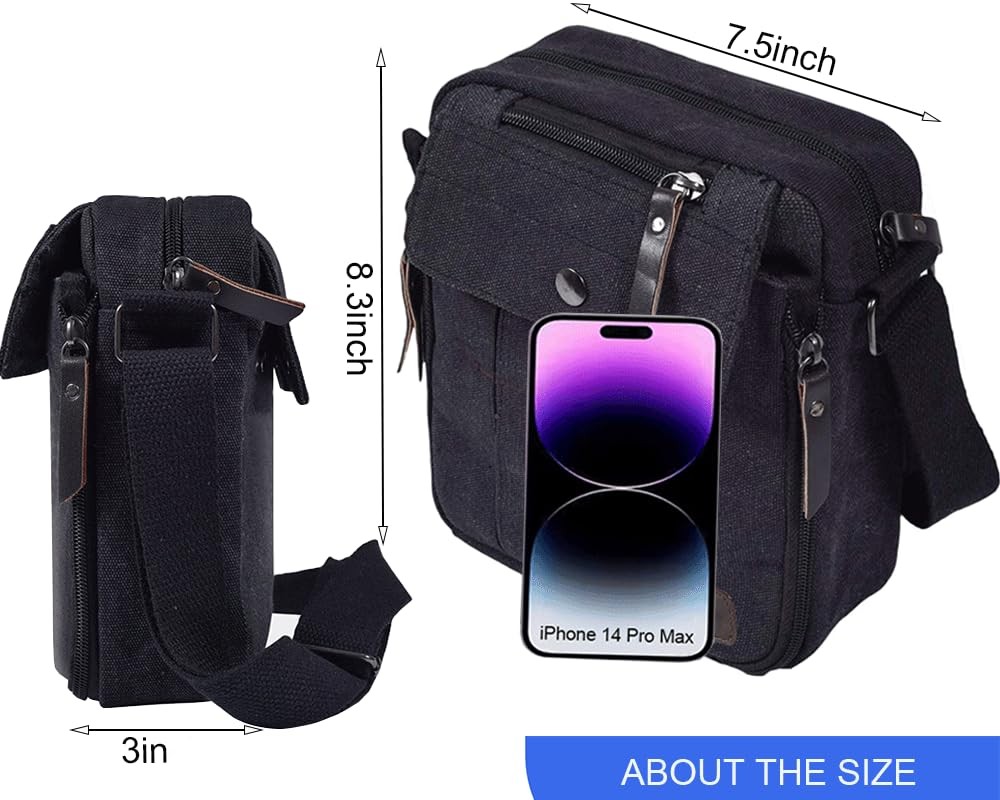 CAAORDKSO Small Crossbody Bag Shoulder for Men Women Small, Black (Small)