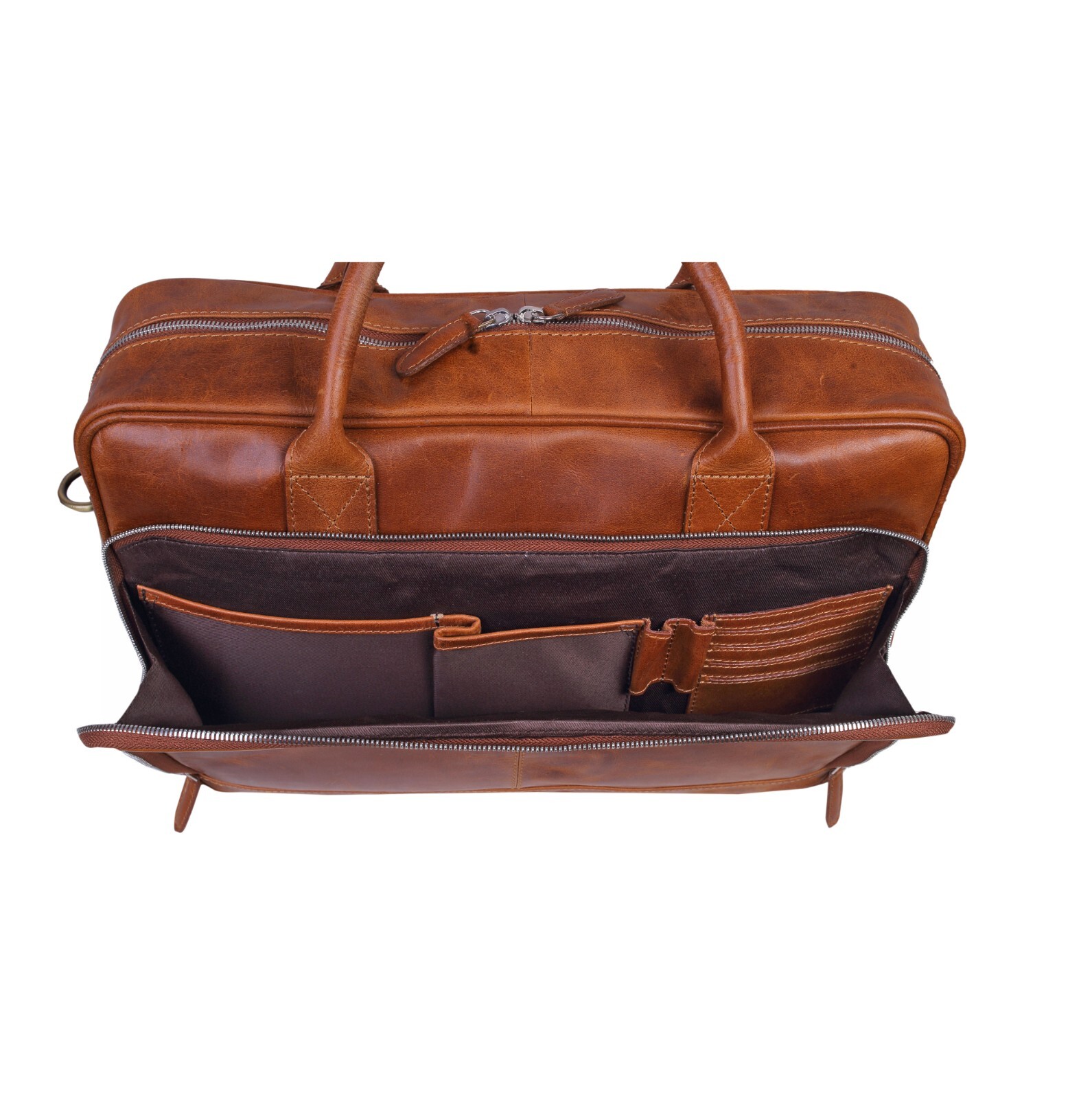 Buff Leather Messenger Laptop Bag – Handmade College Satchel