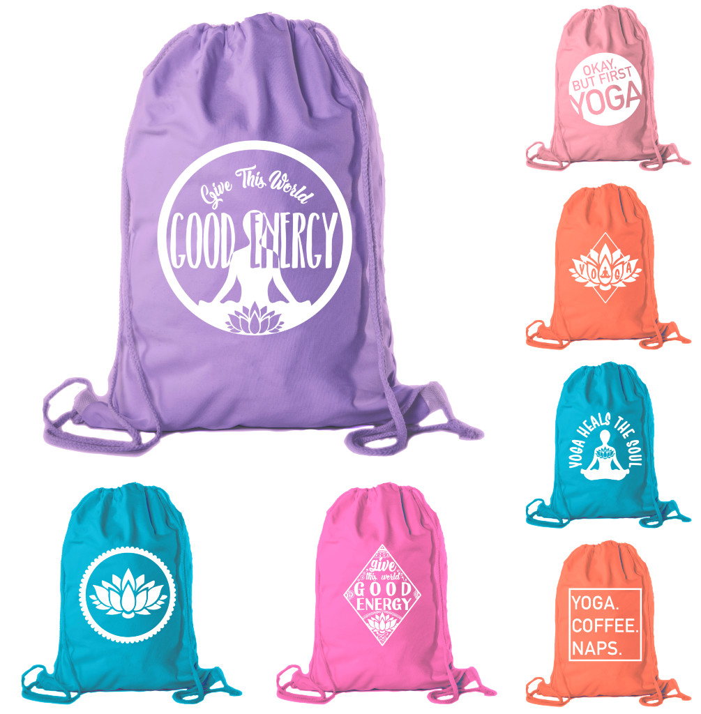 Cotton Drawstring Yoga Bags For Yoga Gear Bags For Yoga Classes or Businesses