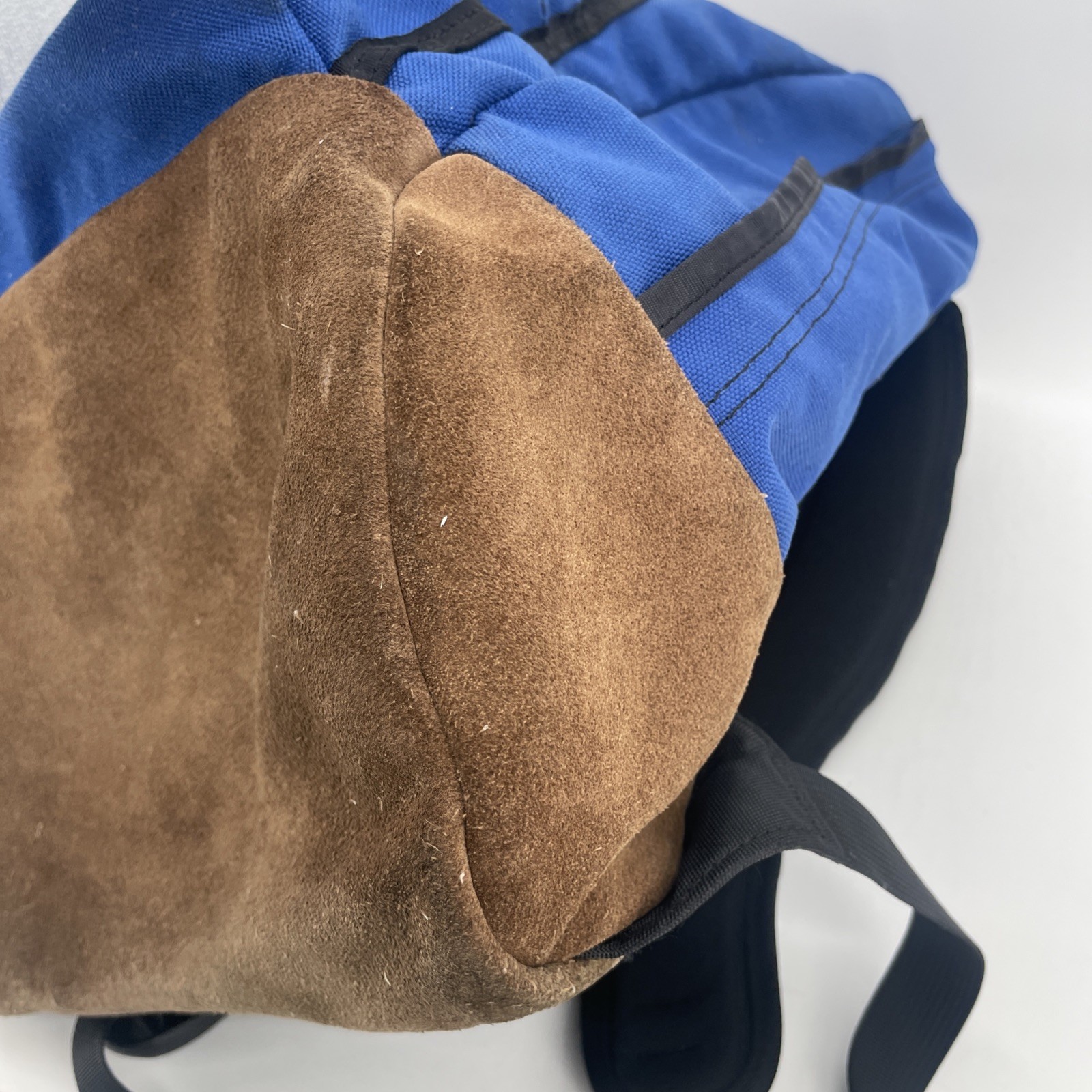 Vtg 1990s Nike Backpack Blue with Brown Suede Bottom Center SWOOSH 90s