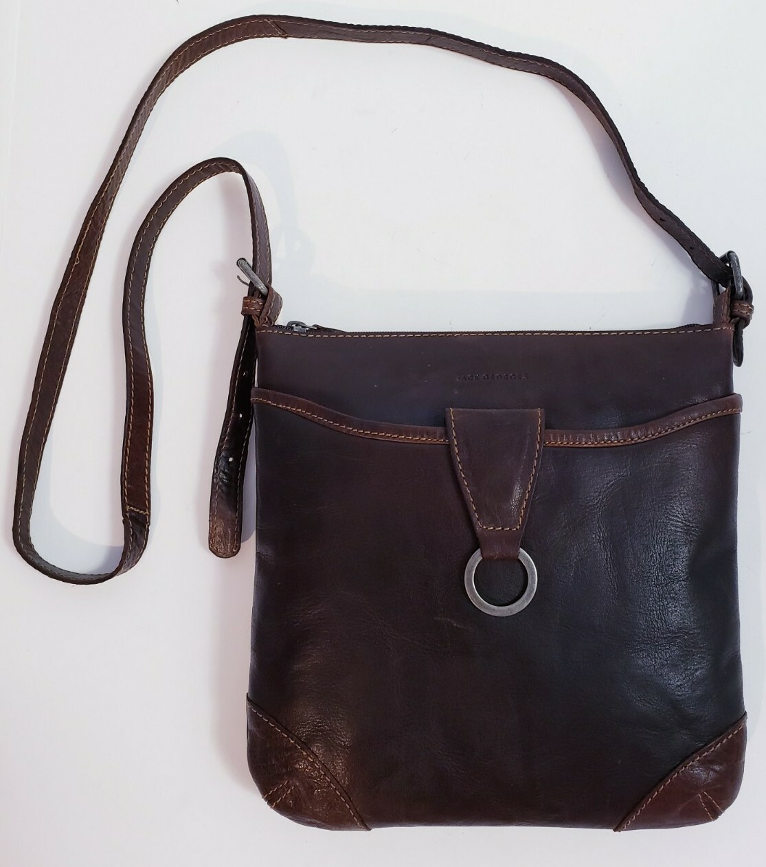 Jack Georges Voyager Brown Leather Messenger Travel Crossbody Bag!
