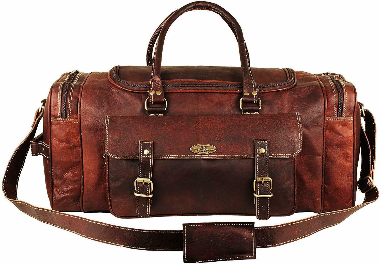 Handmade Genuine Leather Luggage Weekender Overnight Bag Travel Duffel Unisex