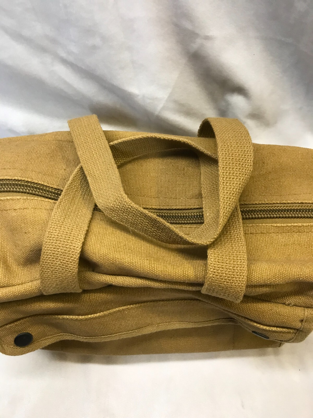 Mens Light Brown Zip Pocket Carry-on Handel Travel Bag 100% Cotton