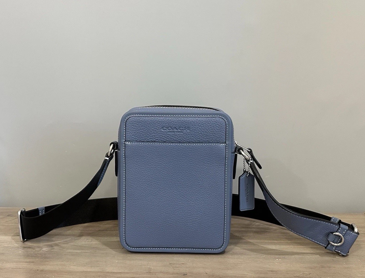 COACH Sullivan Leather Crossbody Shoulder Bag Light Denim Blue CAT81 NWT
