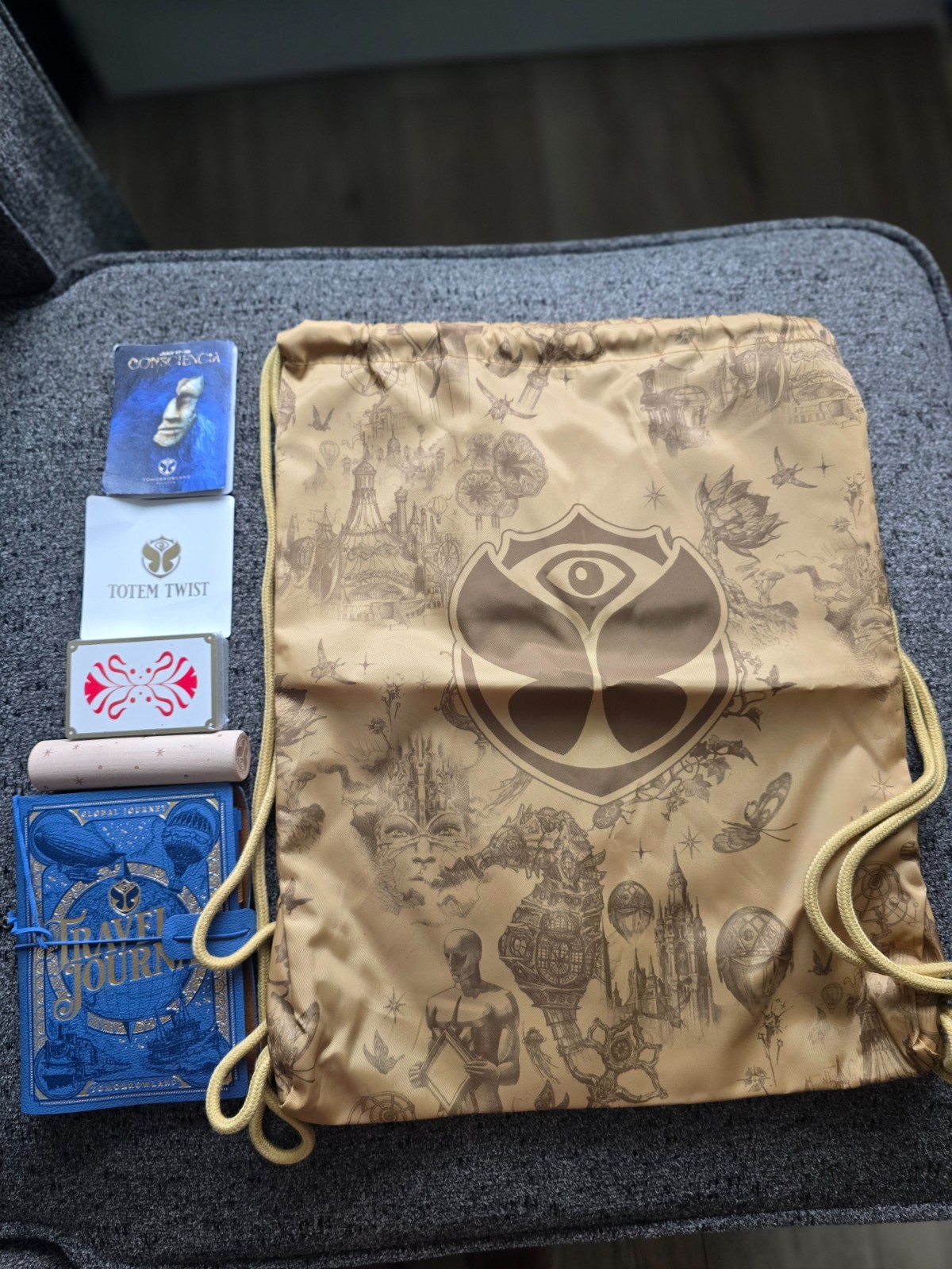 2026 Tomorrowland Bundle. Gym Bag, Journal, Card Game, Map and Newspapers.