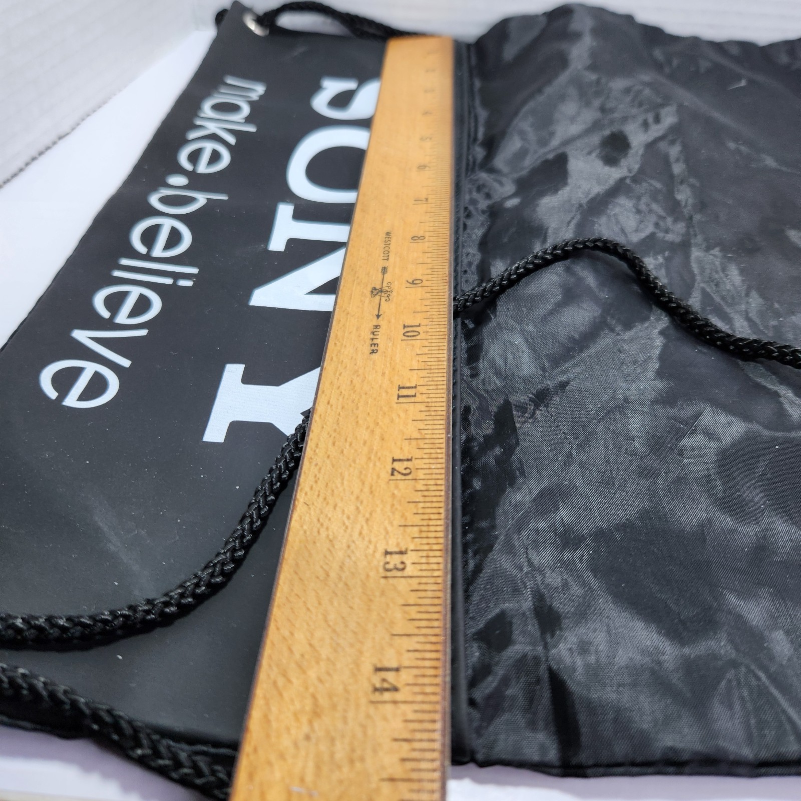 Sony Make Believe Drawstring Backpack Black Nylon Cinch Sack Promotional Bag