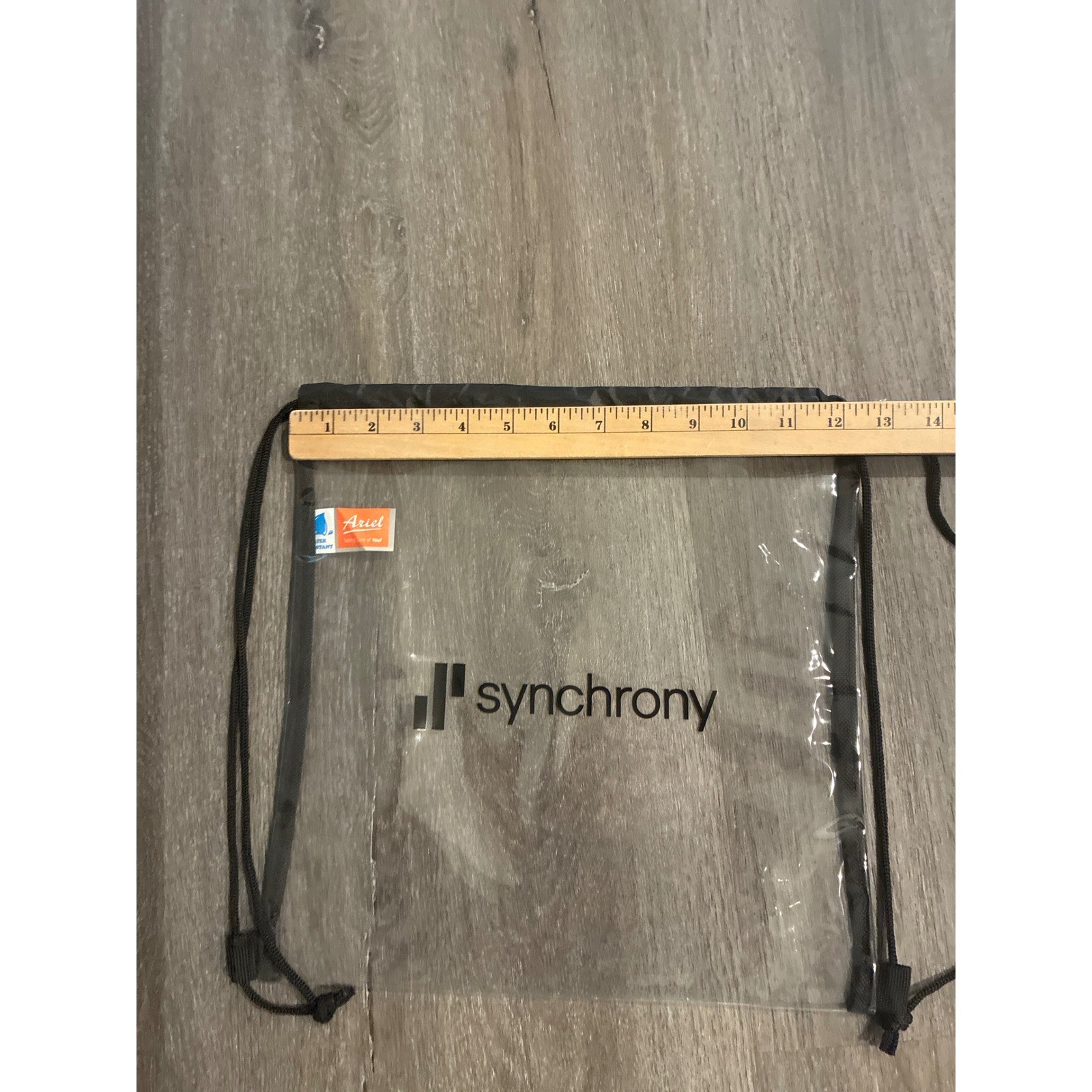 Synchrony Clear Drawstring Backpack Stadium Approved Transparent Bag Black Trim