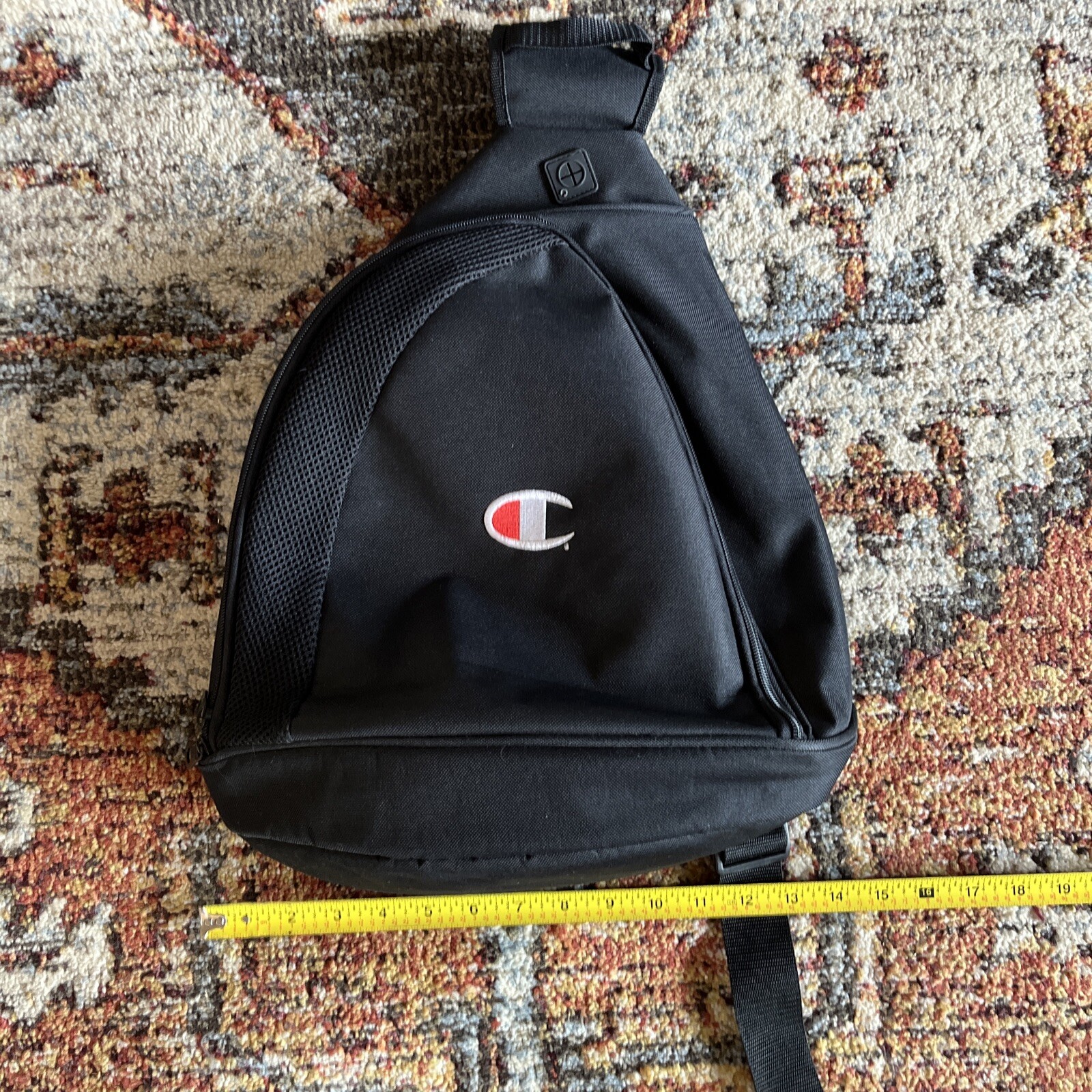 Champion Crossbody Bag Shoulder Bag Messenger Bag Sling Tote Black Left/Right