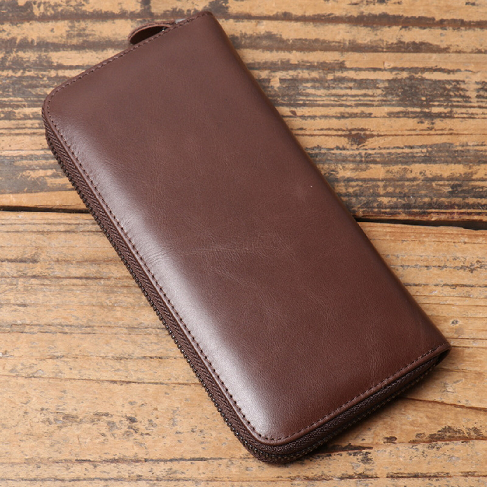 Mens Leather Zip Around Wallet RFID Blocking Long Card Holder Large Capacity