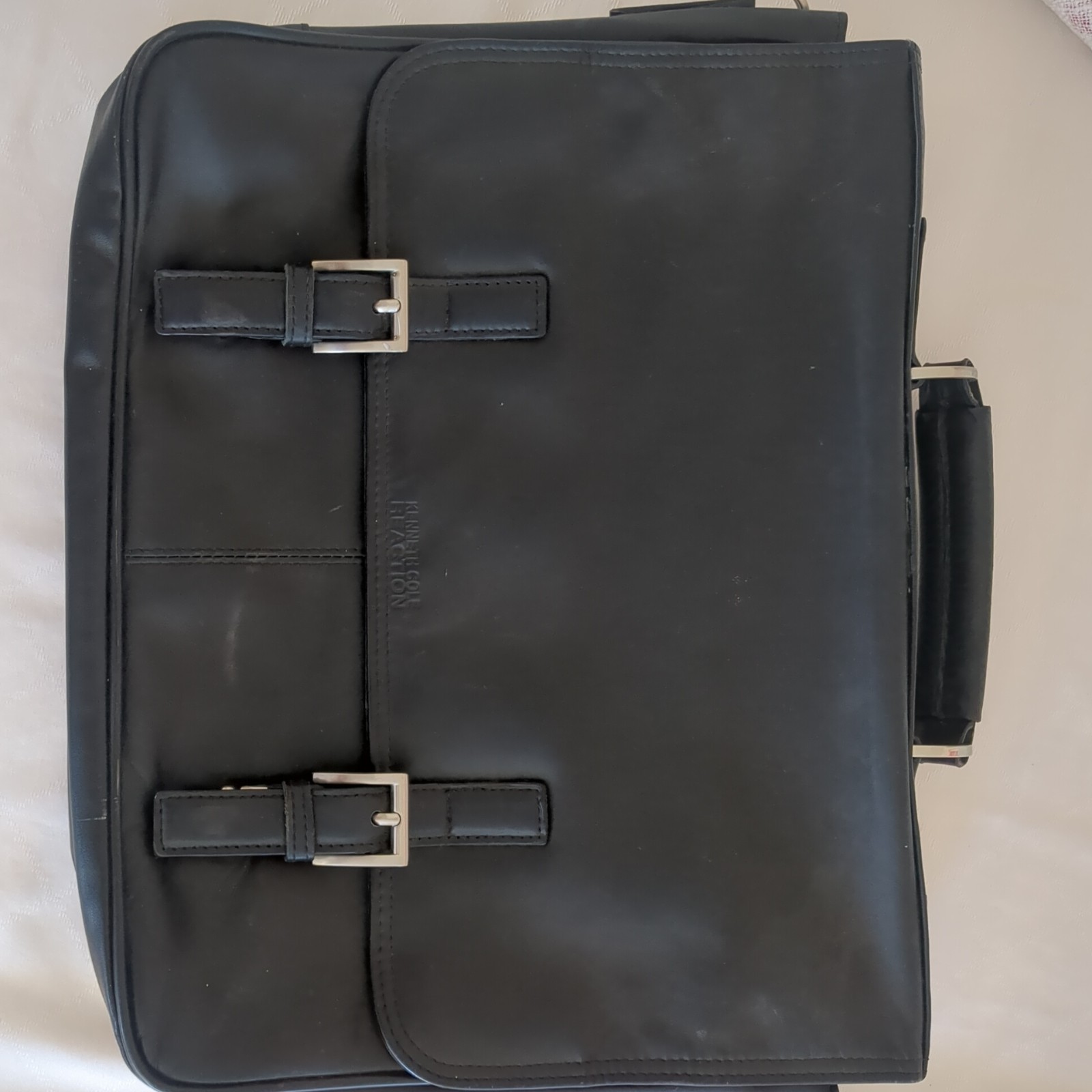 Kenneth Cole Reaction Black Leather Laptop Bag