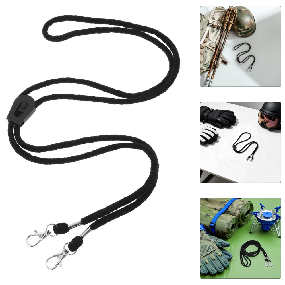 2Pcs Anti-Loss Ski Gloves Wrist Lanyards Elastic Black Polyester for Outdoor