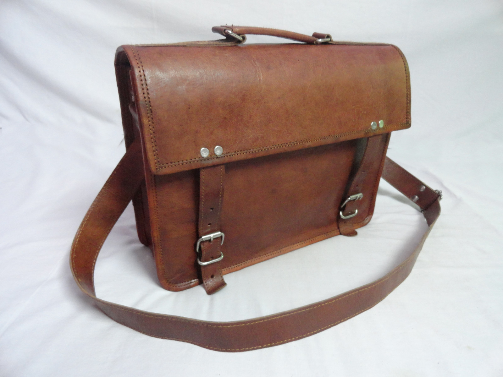 14 In Leather Messenger Bag Office Satchel Laptop Briefcase School Crossbody Bag