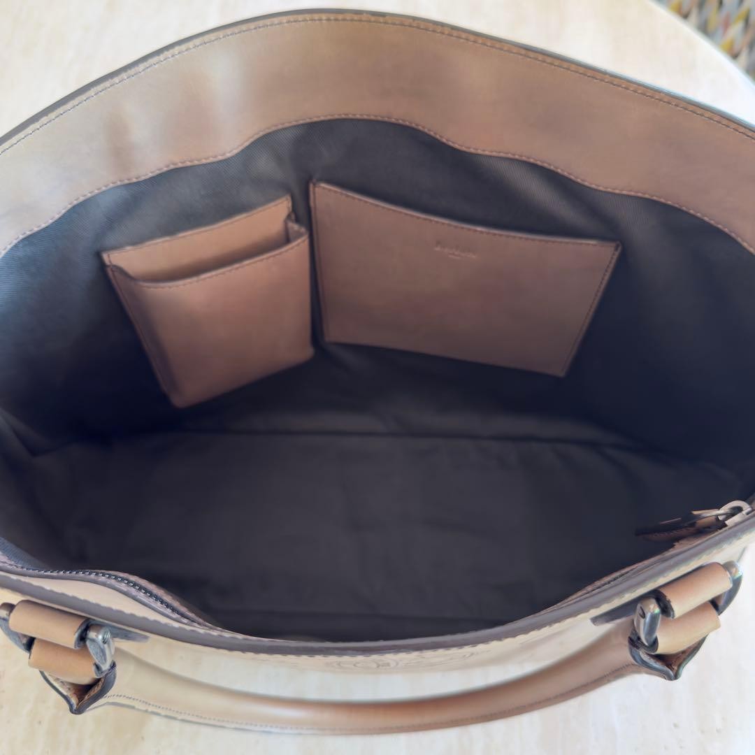 Berluti Toujours Scritto Leather Tote Bag Osso Patina Beige-Gray Men’s