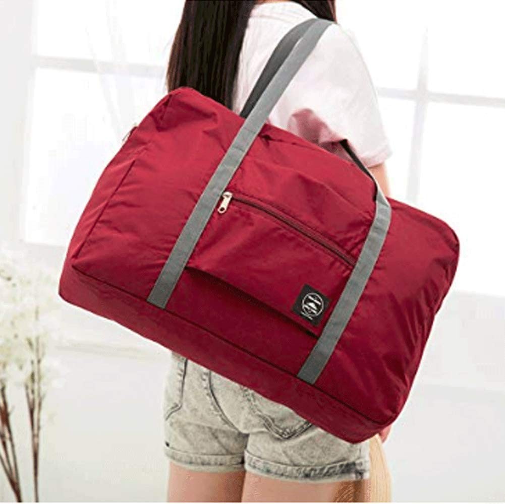 2 Pack Foldable Travel Bag Waterproof 17.7 x 12.6 x 6.3 inches, Black-Red