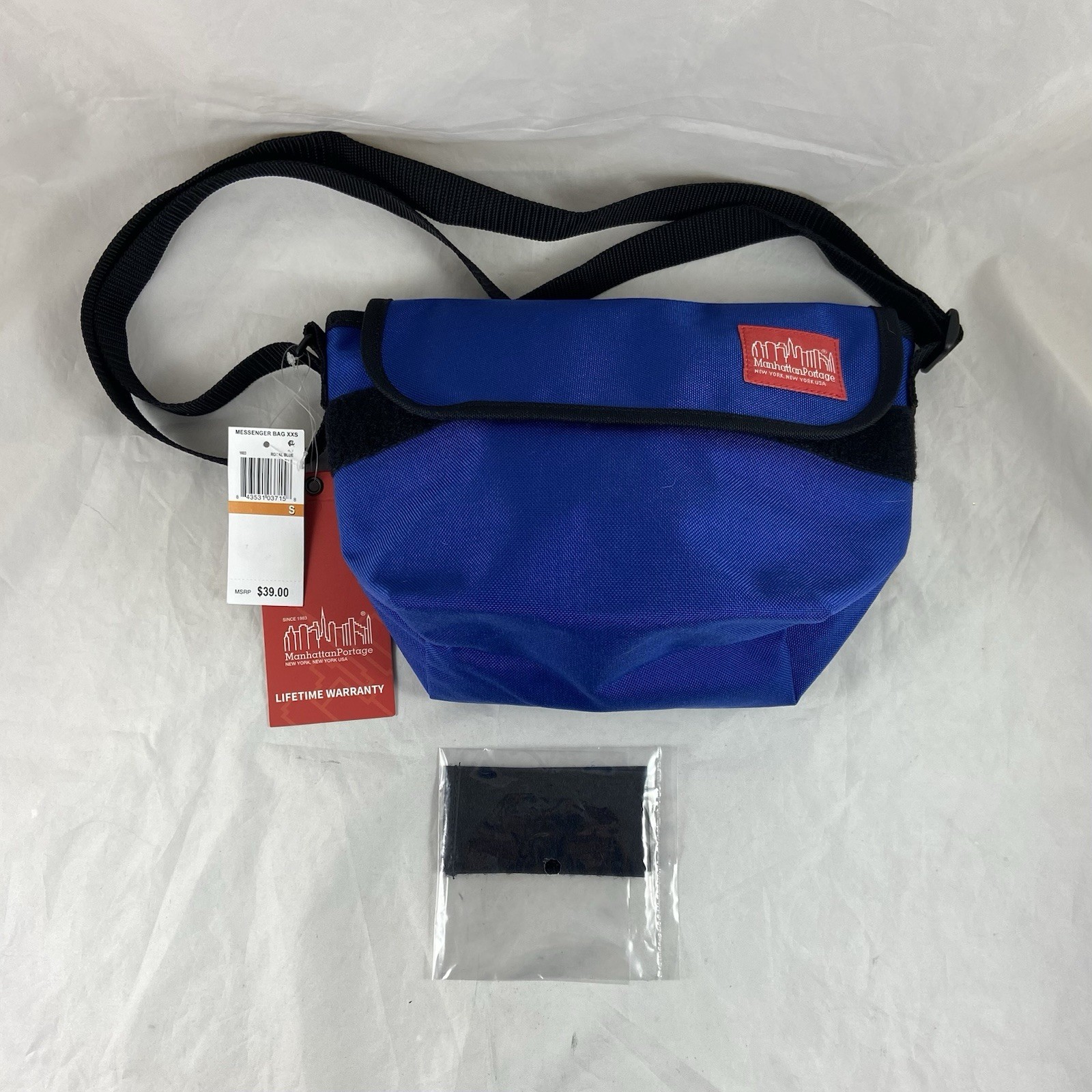 Manhattan Portage Messenger Bag Hook-and-Loop Closure Zip Pocket ROYAL BLUE NWT
