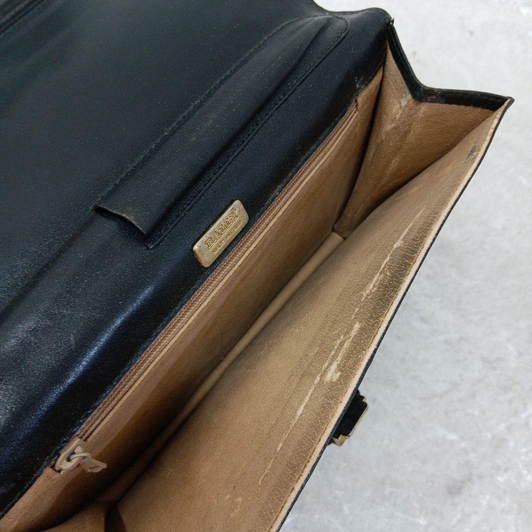 Authentic Bally Black Leather Clutch Bag Vintage 18cm x 25cm x 4cmOptimized eB