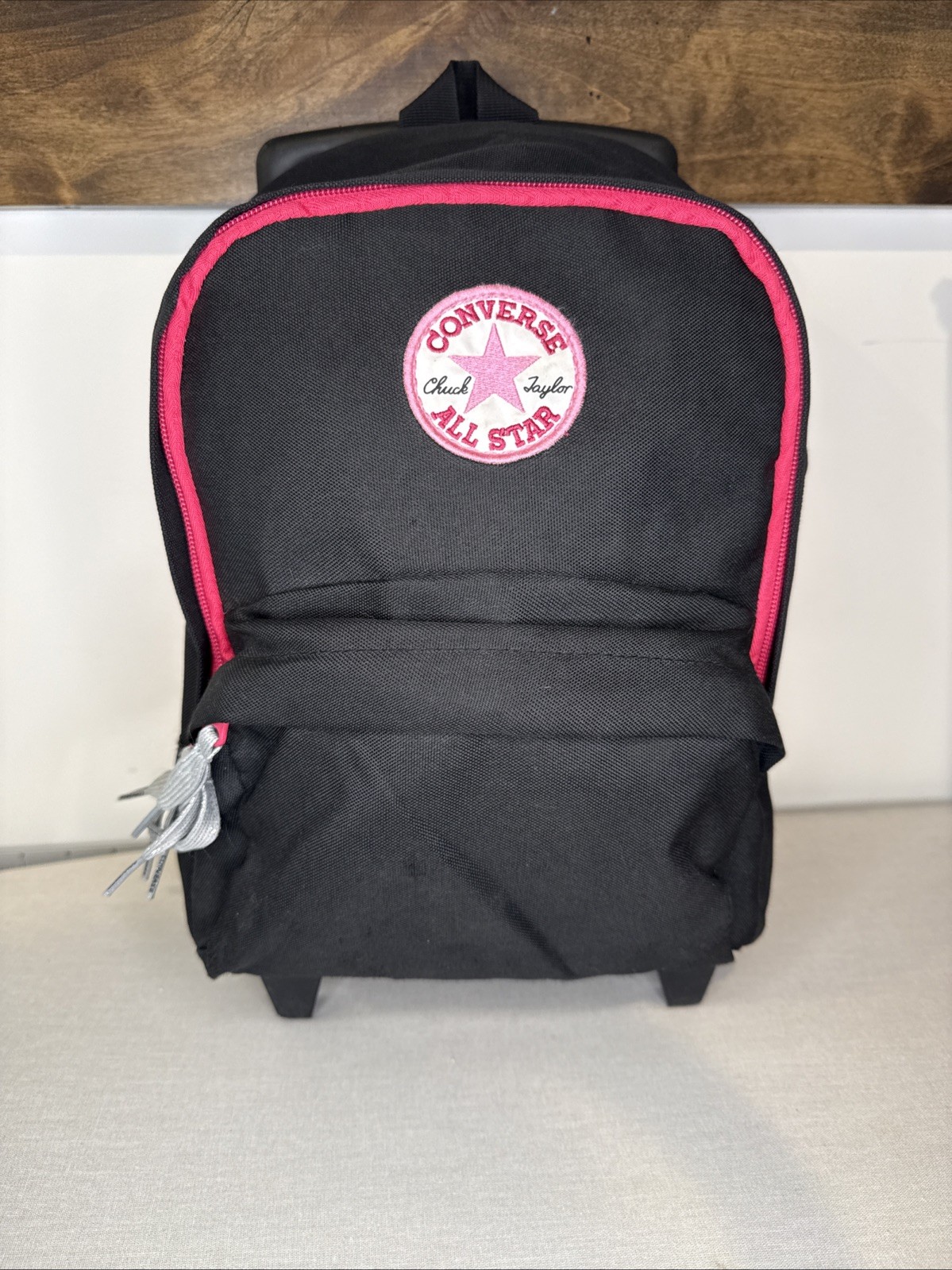 Converse All Star Mini Backpack Black Pink With Telescoping Handle And Wheels