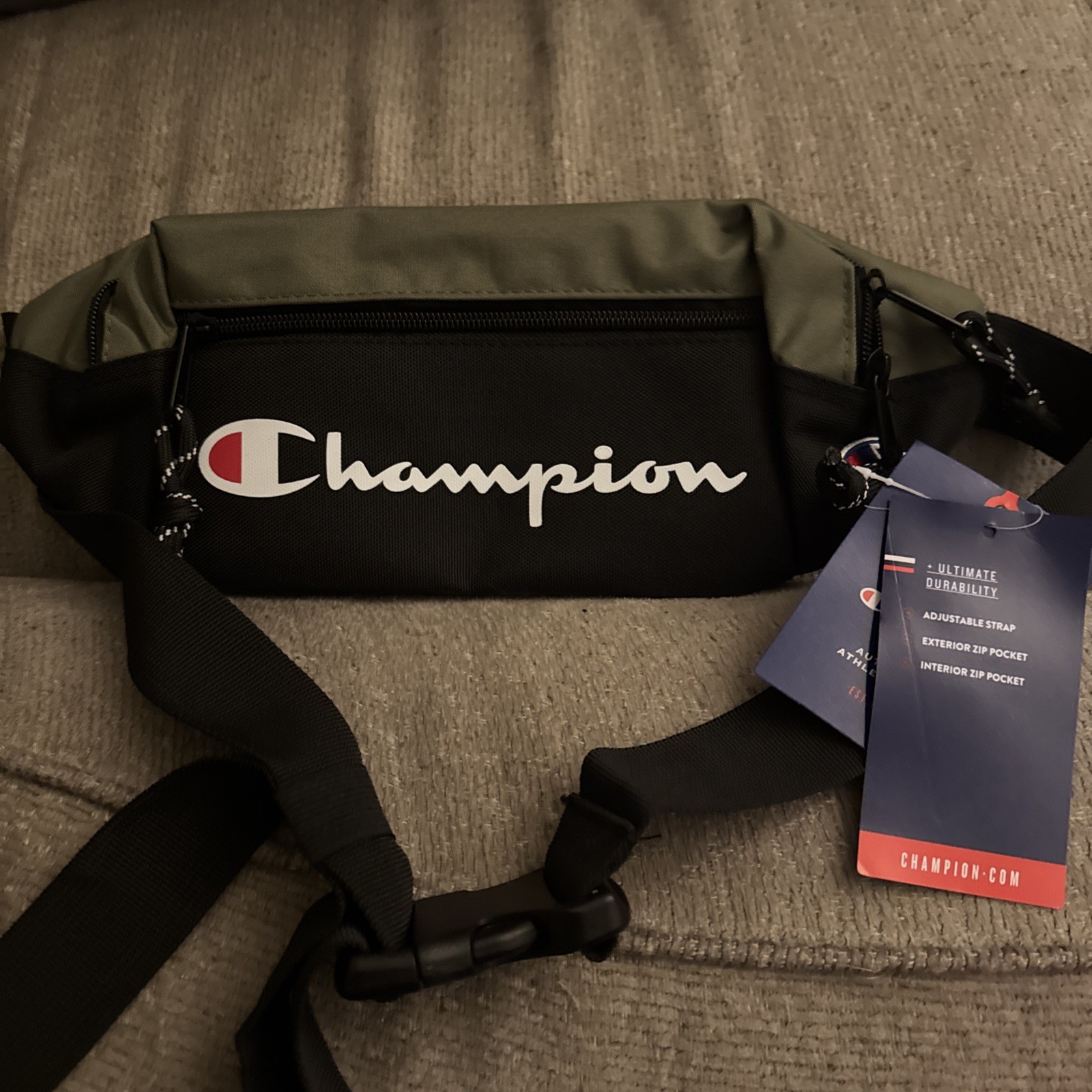 Champion Waist Pack Adjustable Strap With Interior Zip Pocket OliveGreen/black