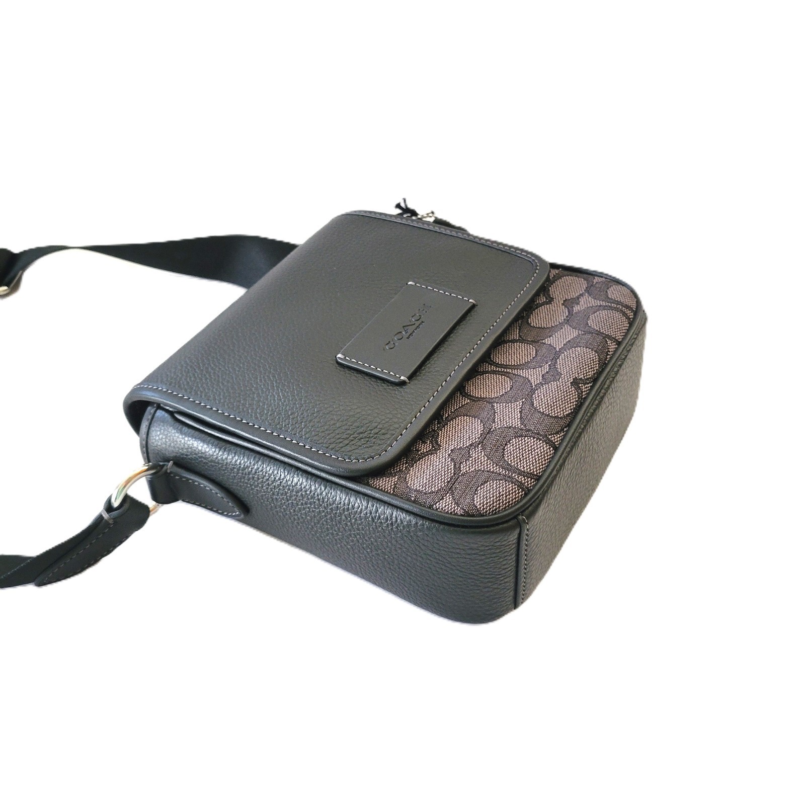 Coach CAT13 Lucas Crossbody Charcoal Signature Jacquard Black Messenger Bag