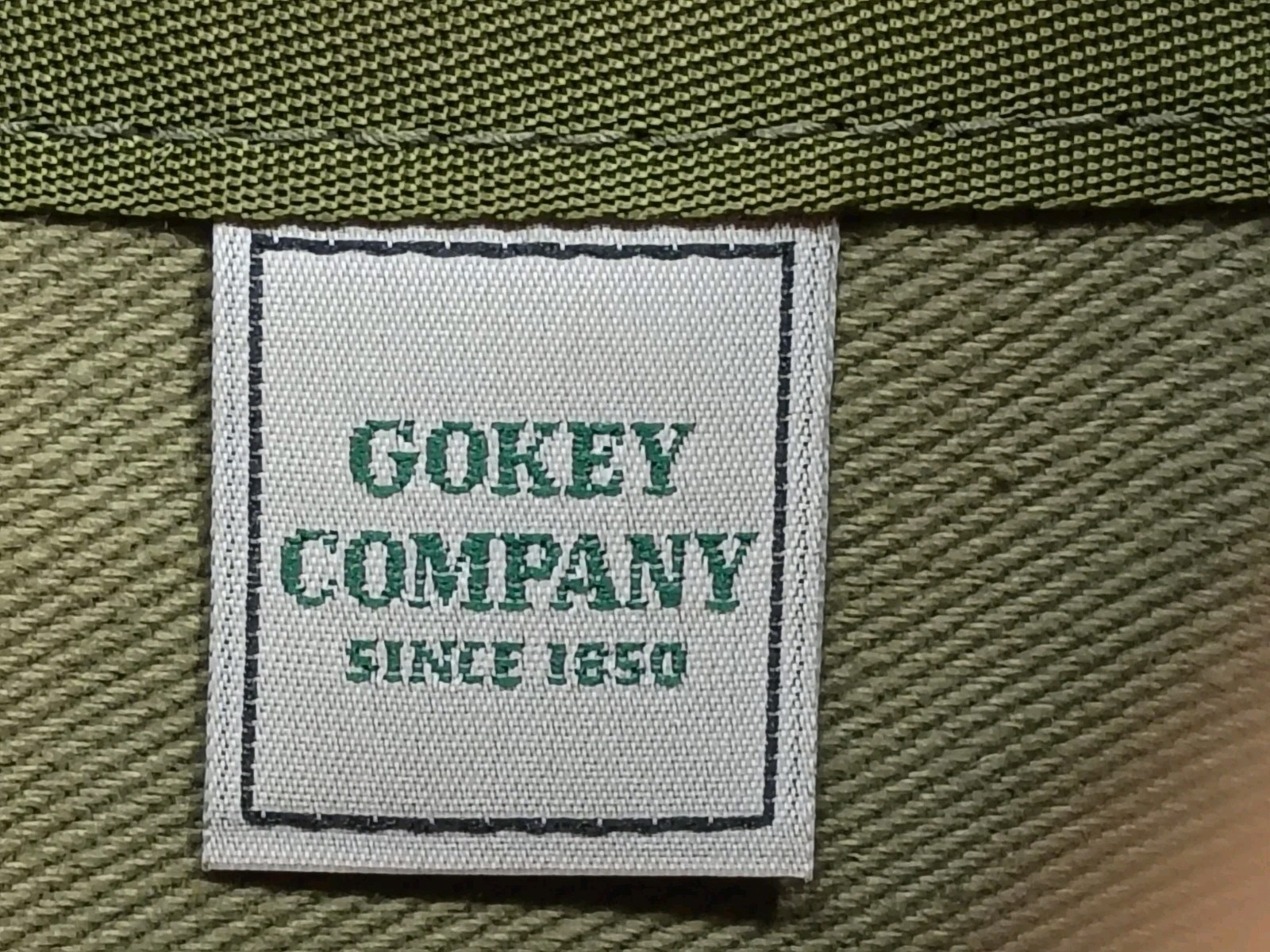 Gokey Co. Tan Heavy Saddle Leather Briefcase Green Canvas Brass Messenger Bag