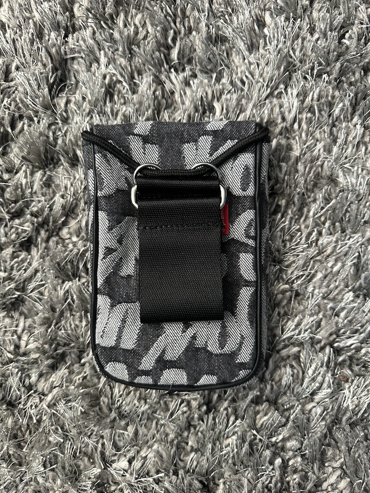 Supreme SS22 Fat Tip Jacquard Denim Neck Pouch – Black / Grey