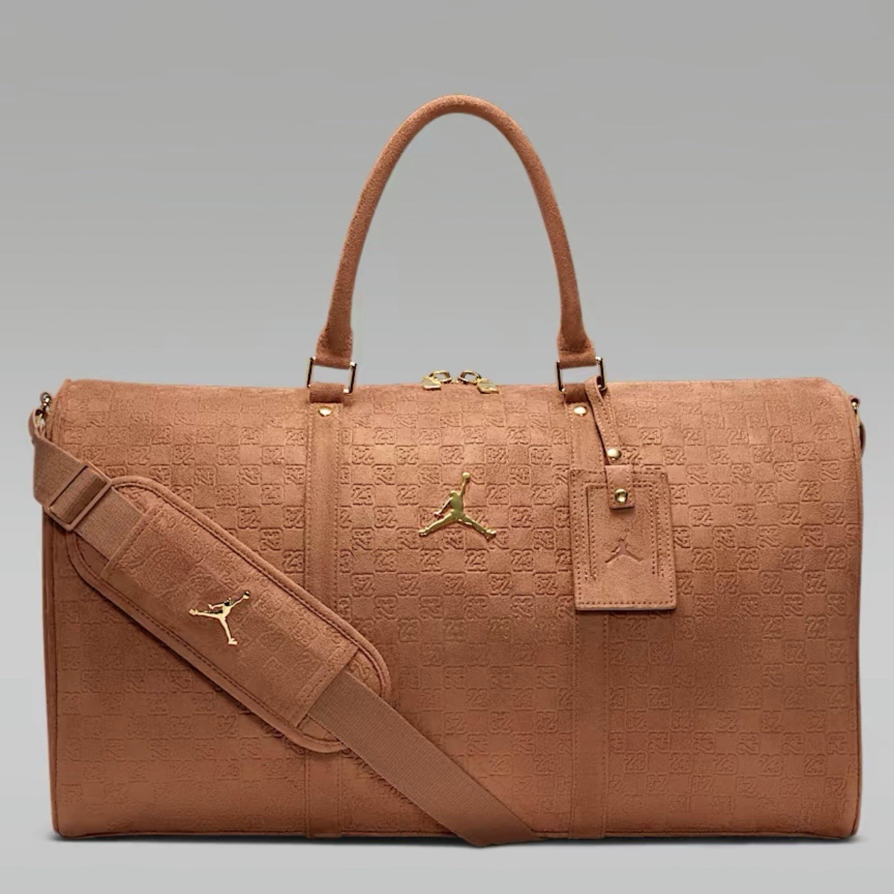 Nike Jordan Suede Monogram 40L Duffel Cognac Large Bag LM9205-X6X