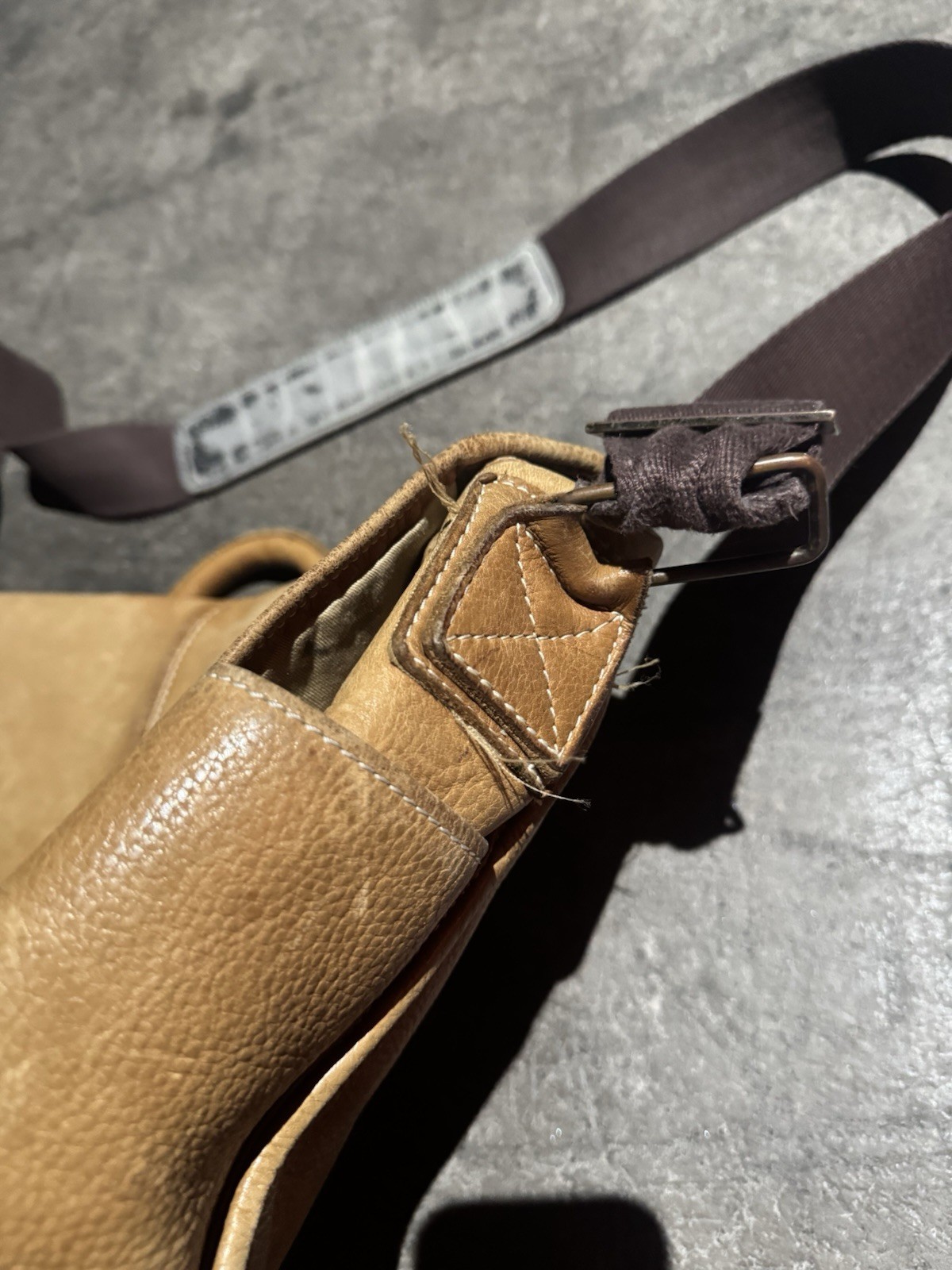 Vtg LL Bean Leather Laptop Messenger Briefcase Bag Tan Brown Expandable Preppy