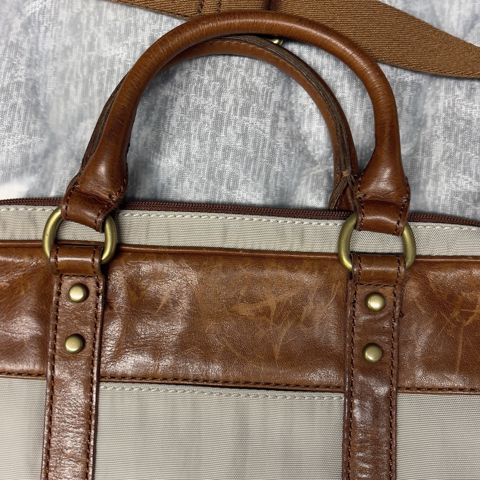 Fossil estate document Messenger Bag Shoulder Bag Leather Handles Twill Leather.