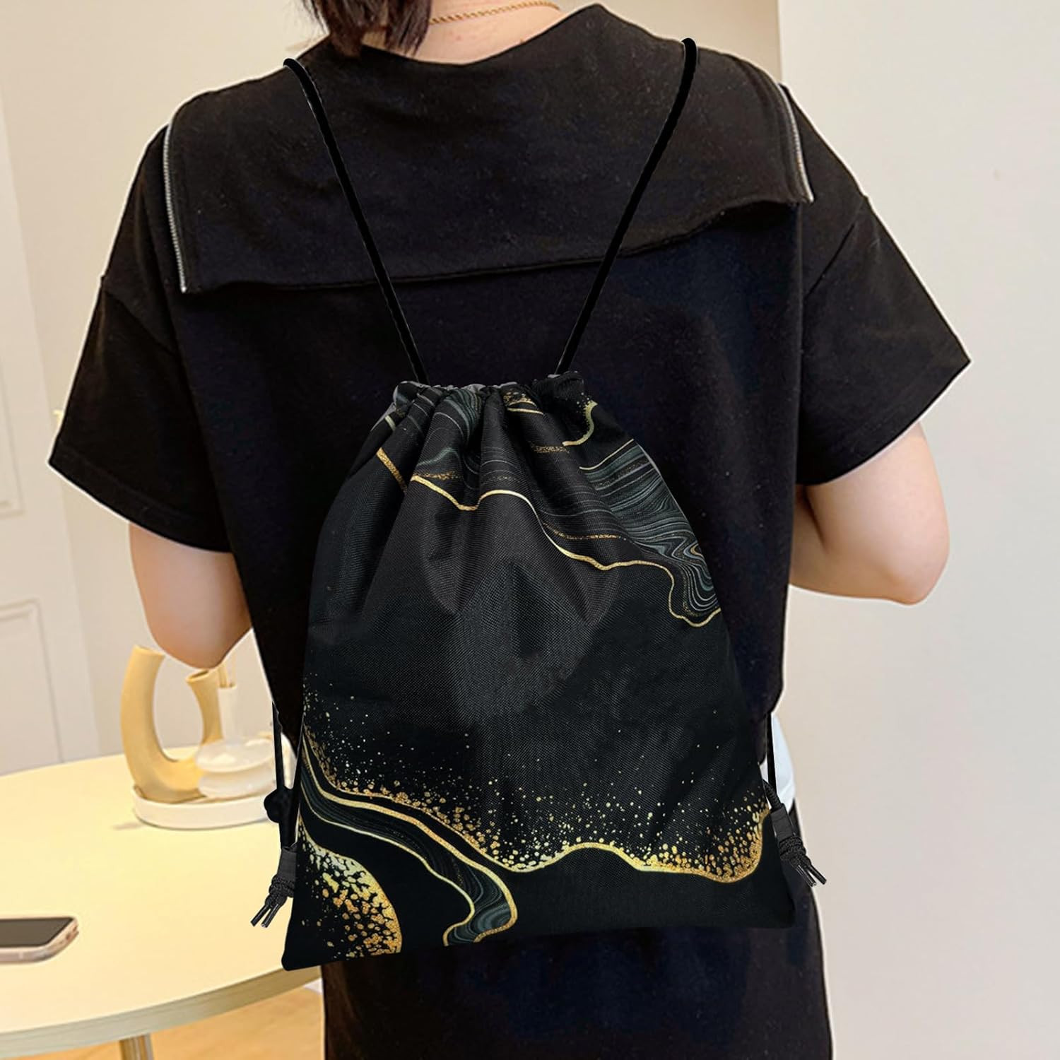Drawstring Backpack Draw String Bag Sports Gym Bags Waterproof Cute Aesthetic Sa