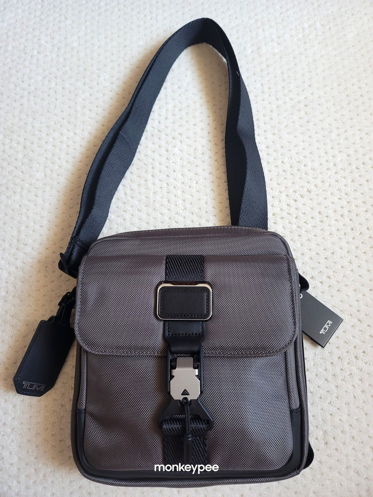 NWT TUMI Alpha Bravo Junior Crossbody Charcoal Grey Ballistic Nylon Bag