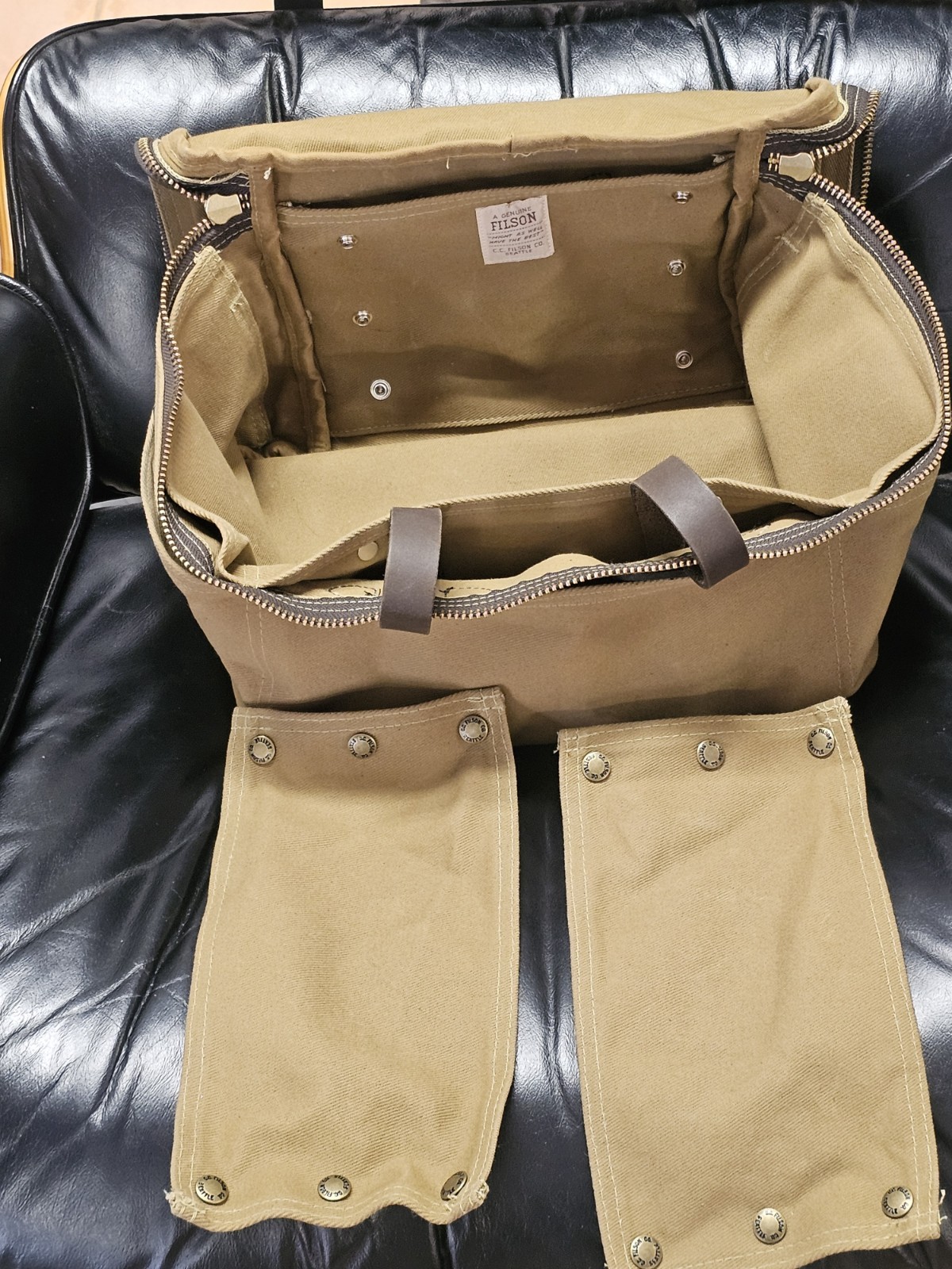 Rare FILSON 264 Compartment Bag. Heavy Duty Twill,bridle Leather Discontinued