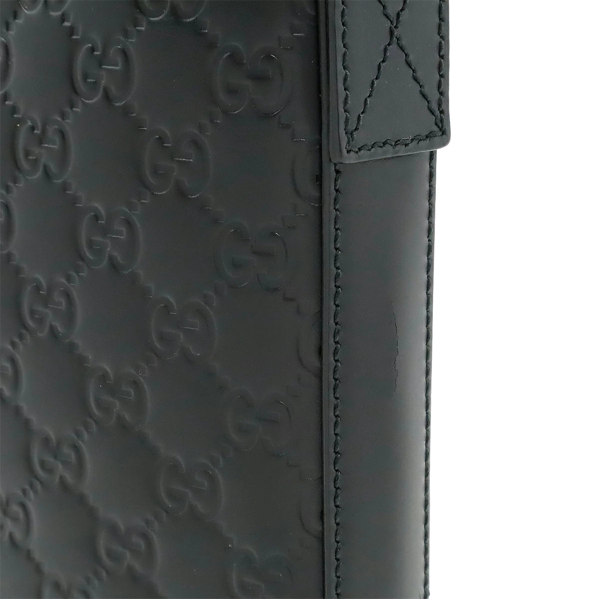 Gucci Guccissima Shoulder Bag diagonal leather black silver hardware 406408 Used