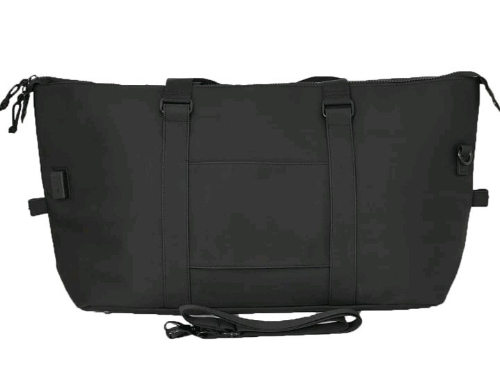 Duchamp London Black Rubberized Duffle Travel Bag W Strap and USB Port/Cable
