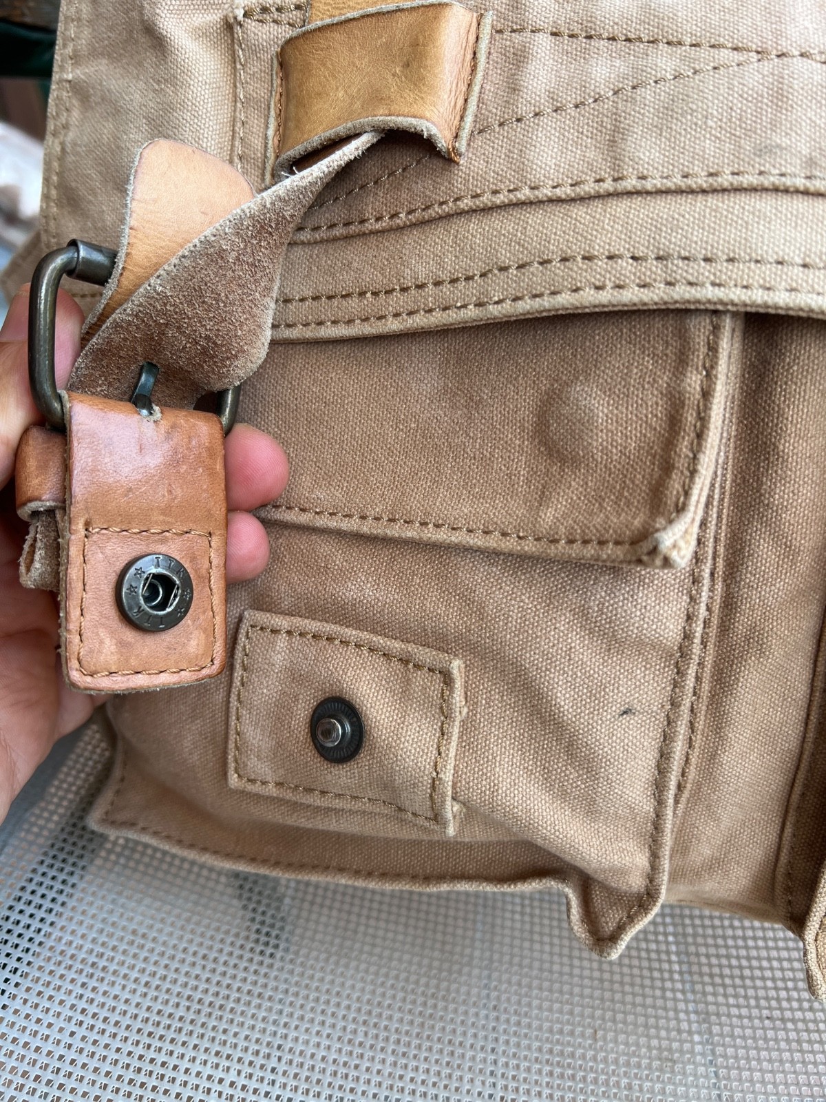 TIMBERLAND Messenger Shoulder Bag Colonial Cotton Leather Legend 554