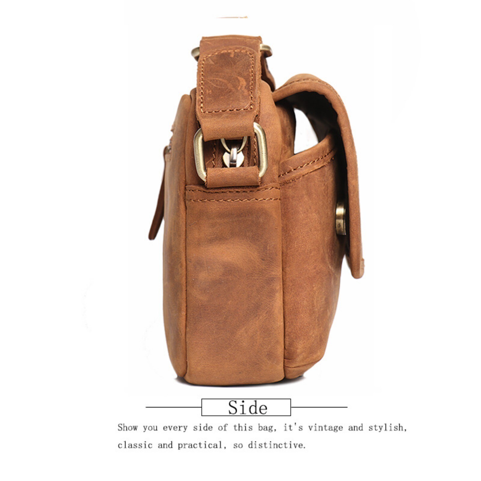 Men Retro Leather Crossbody Messenger Bag Shoulder Satchel for Work Travel