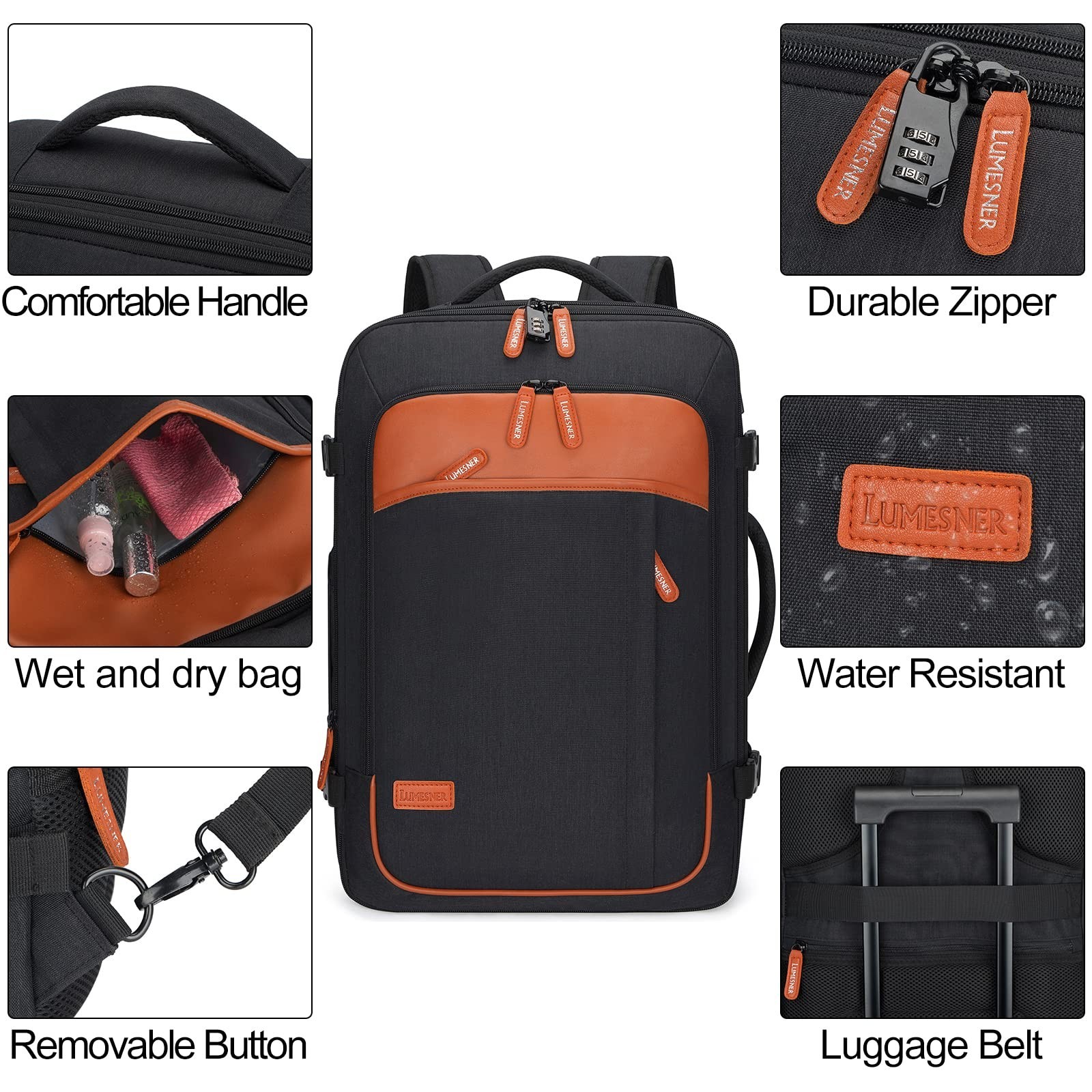 Extra Large 40L Carry-On Travel Backpack, Expandable Suitcase Bag with 4 Packing