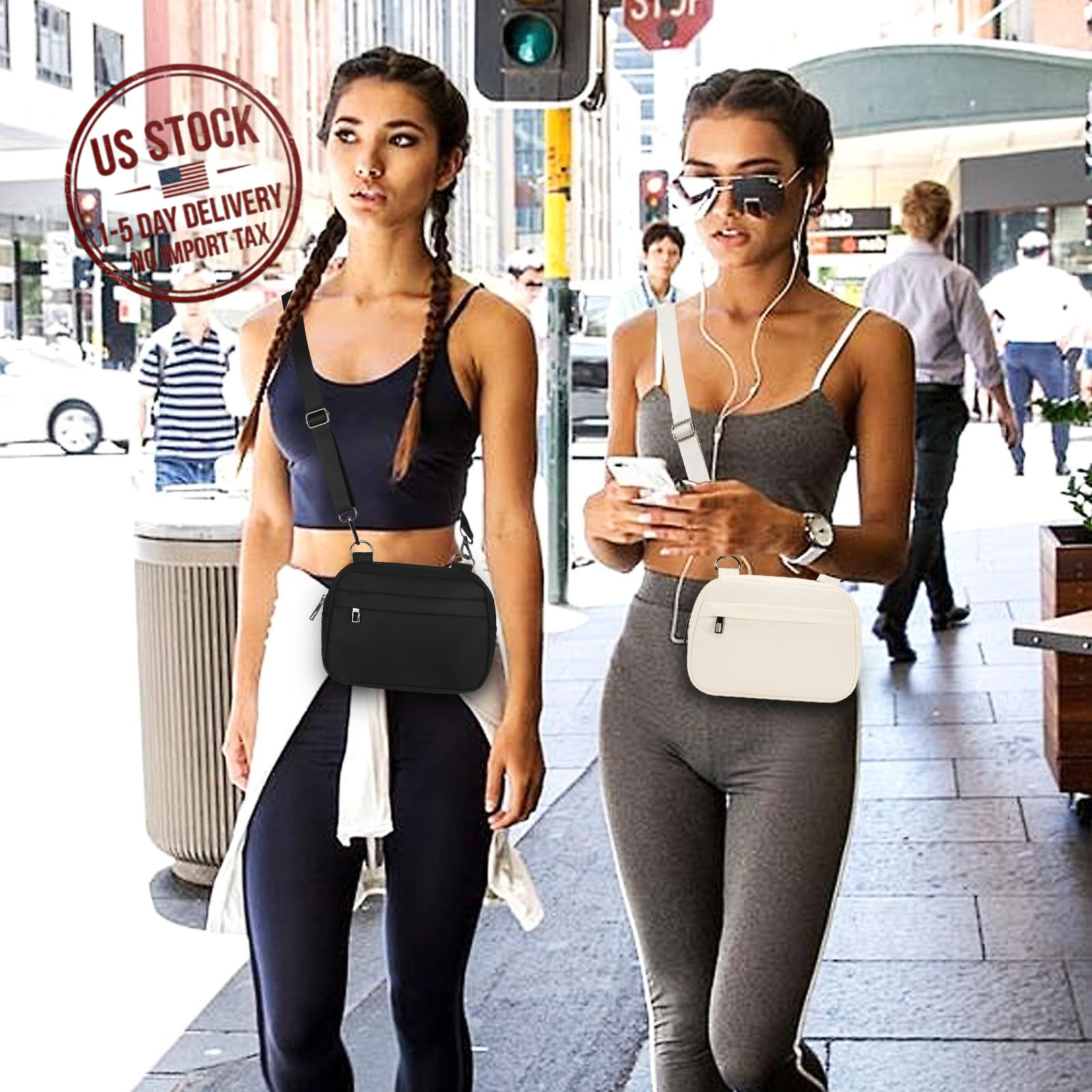 Small Crossbody Bag for Women Belt Bag Fanny Pack Adjustable Strap Black