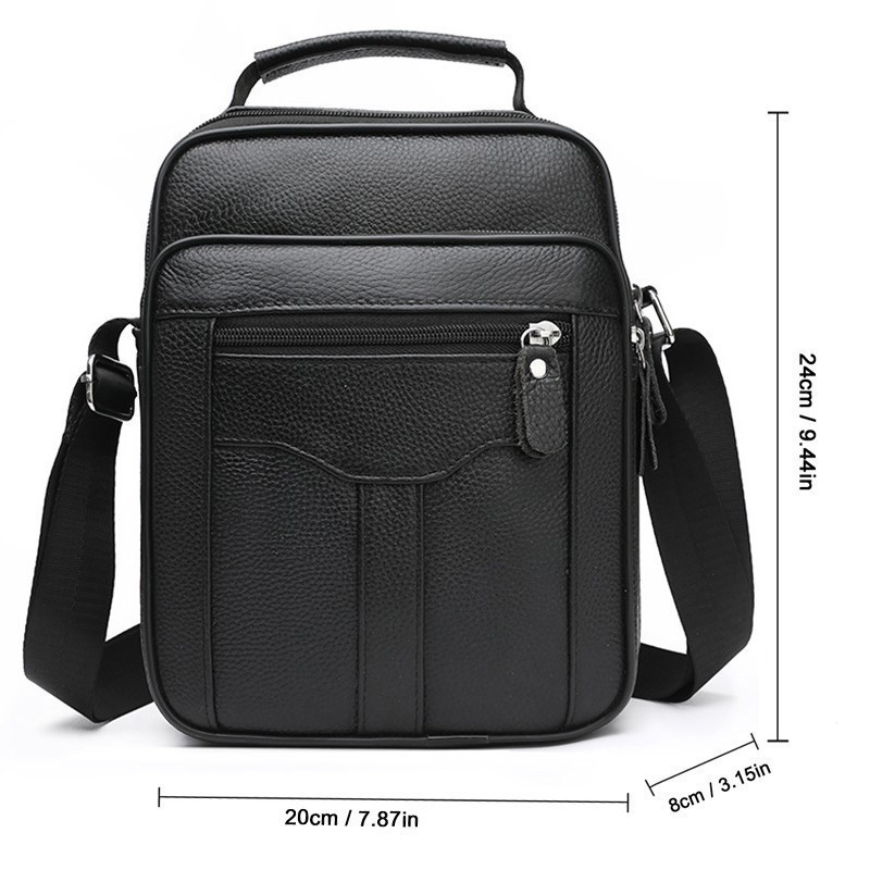 Men Genuine Leather Messenger Bag – Crossbody Shoulder Bag Casual Business