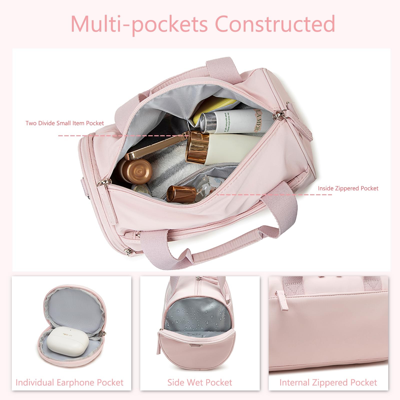 Mini Gym Bag for Women 12 Inch Cute Small Duffle Workout Sport Yoga Pink Bag