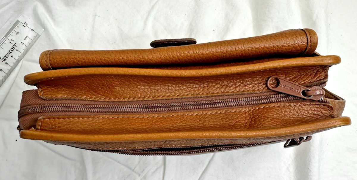 Le Tanneur Leather Brown Plain Men’s Bag Wrist Strap France 1898 Used