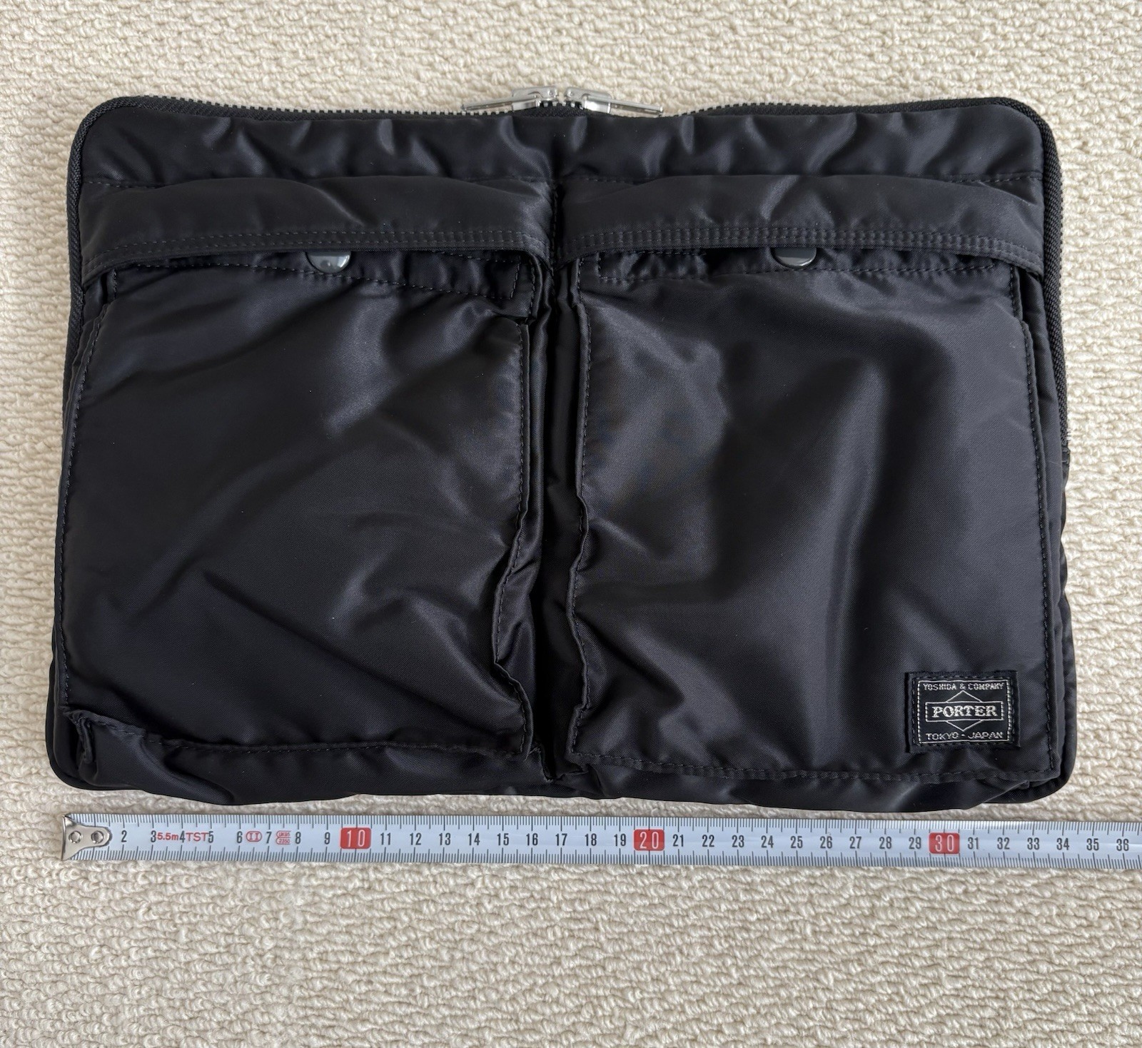 Yoshida & Co. Porter Tanker Clutch Bag Document Case Black Used Japan 35cm×24cm